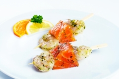 Lachs-Garnelen-Spieß